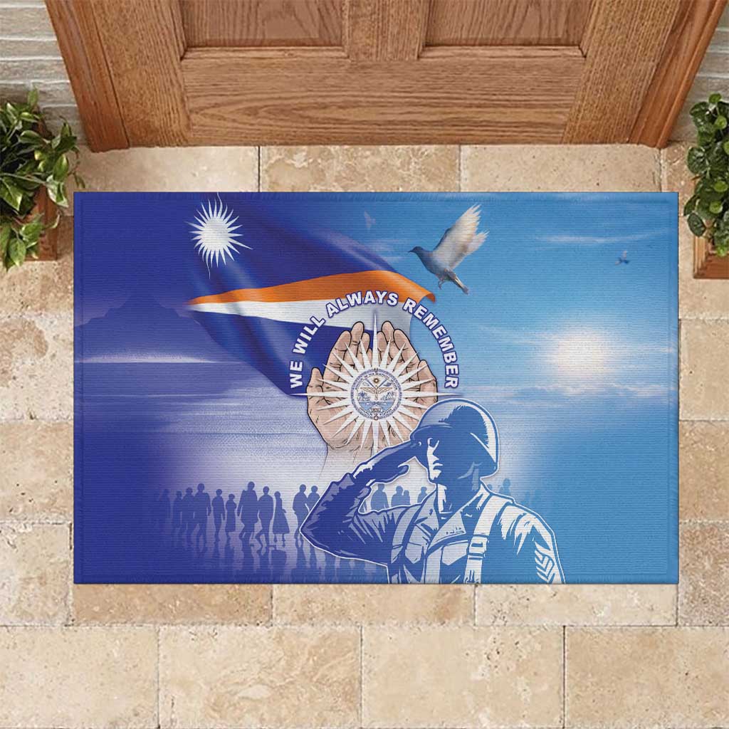 Marshall Islands Remembrance Day Rubber Doormat We Will Always Remember LT05 Blue - Polynesian Pride