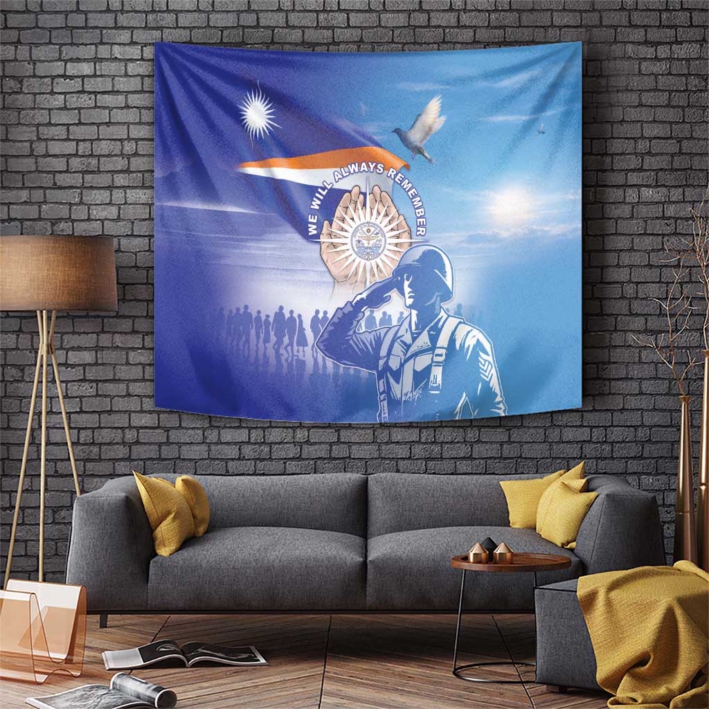 Marshall Islands Remembrance Day Tapestry We Will Always Remember LT05 Blue - Polynesian Pride