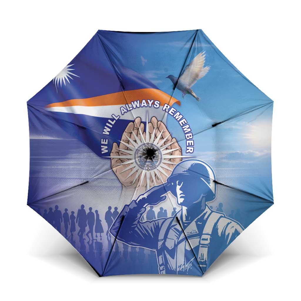 Marshall Islands Remembrance Day Umbrella We Will Always Remember LT05 One Size Folded 11.42 inch Opened Diameter 37.4 inch Blue - Polynesian Pride