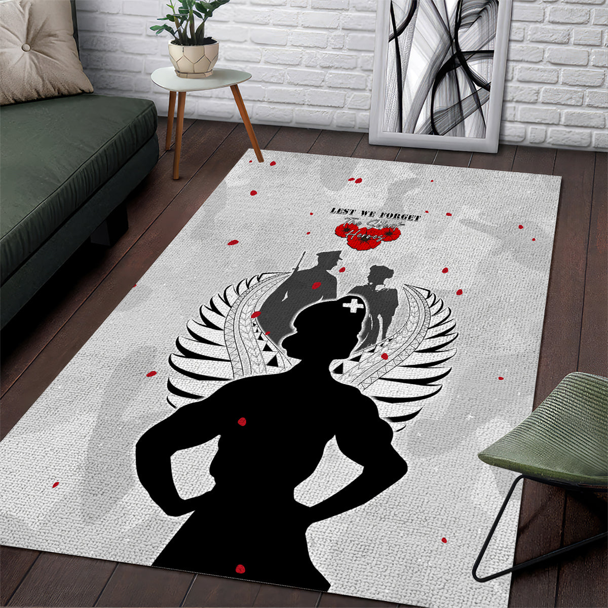 New Zealand ANZAC Day Area Rug For The Nurse Lest We Forget LT05 White - Polynesian Pride