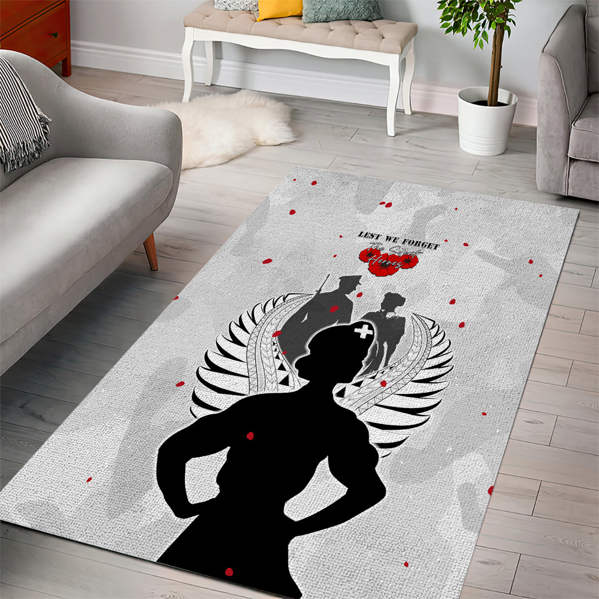 New Zealand ANZAC Day Area Rug For The Nurse Lest We Forget LT05 - Polynesian Pride