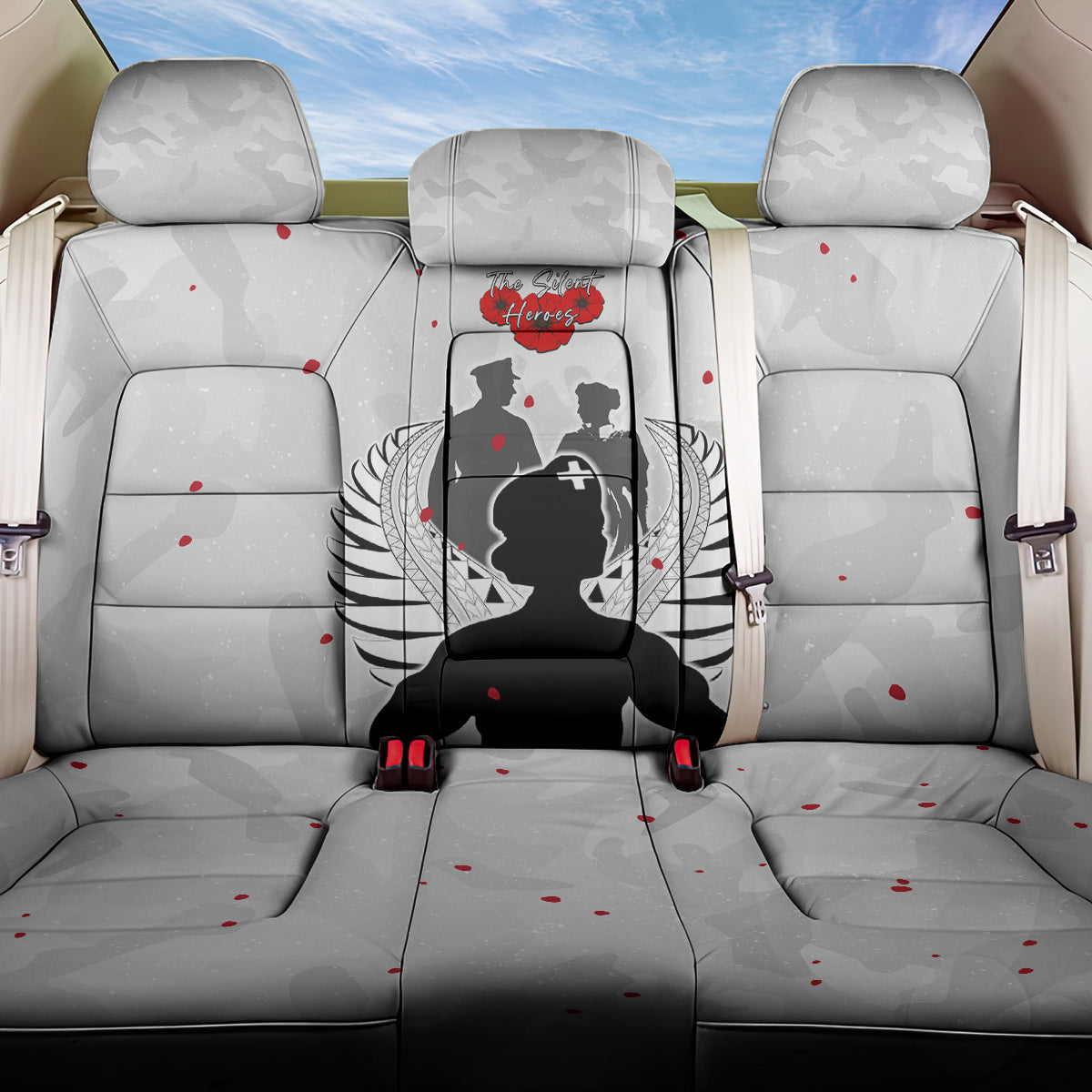 New Zealand ANZAC Day Back Car Seat Cover For The Nurse Lest We Forget LT05 One Size White - Polynesian Pride