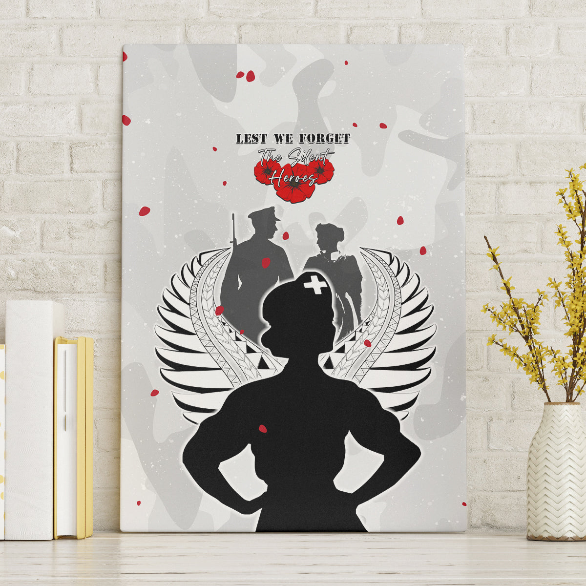 New Zealand ANZAC Day Canvas Wall Art For The Nurse Lest We Forget LT05 Without Frame White - Polynesian Pride
