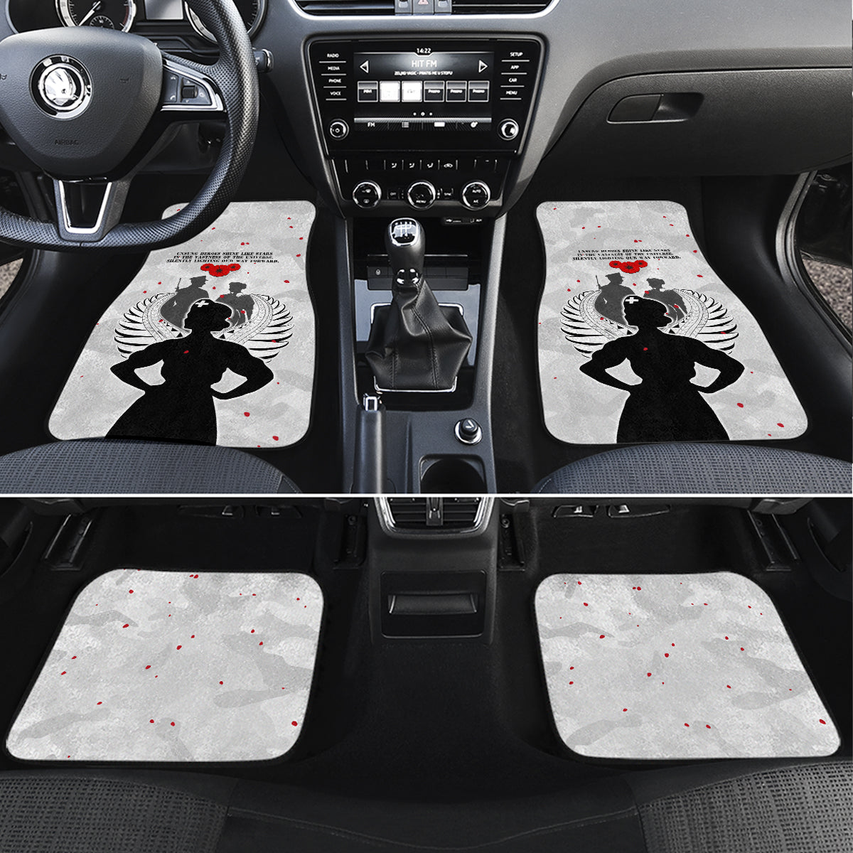 New Zealand ANZAC Day Car Mats For The Nurse Lest We Forget LT05 Set 4pcs White - Polynesian Pride