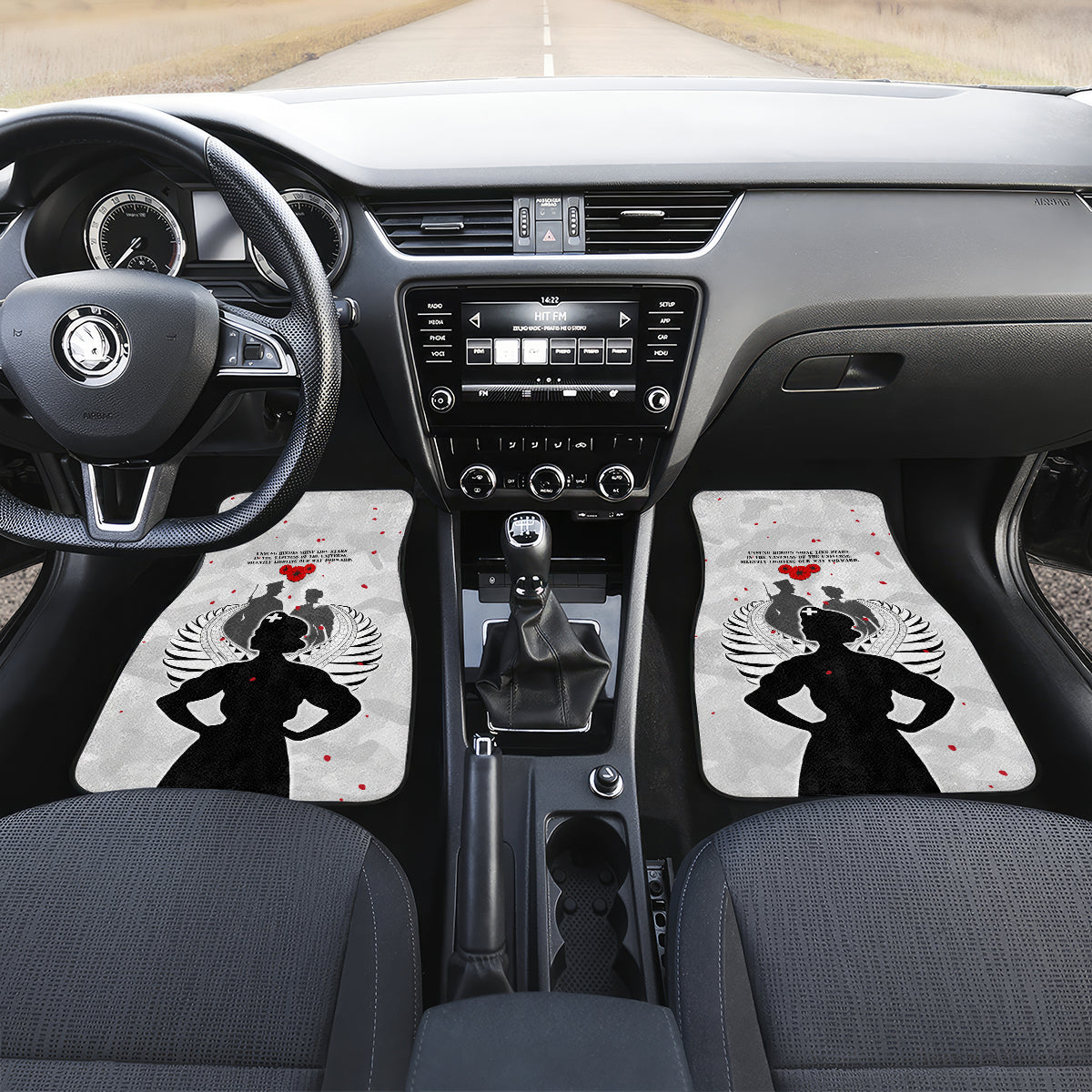 New Zealand ANZAC Day Car Mats For The Nurse Lest We Forget LT05 Set 2pcs - Front White - Polynesian Pride