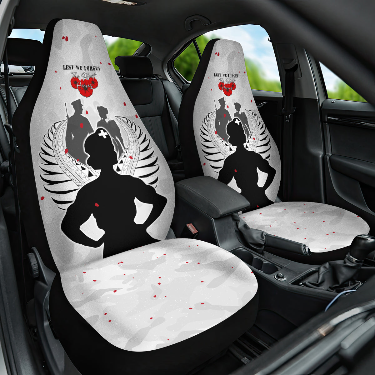 New Zealand ANZAC Day Car Seat Cover For The Nurse Lest We Forget LT05 One Size White - Polynesian Pride
