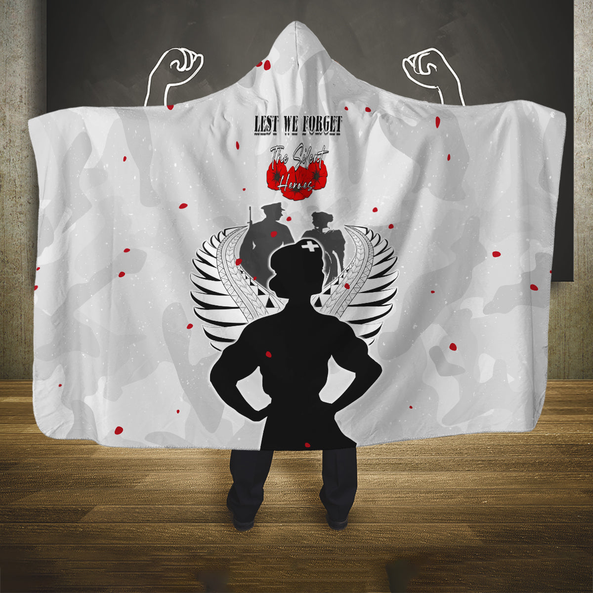 New Zealand ANZAC Day Hooded Blanket For The Nurse Lest We Forget LT05 One Size White - Polynesian Pride