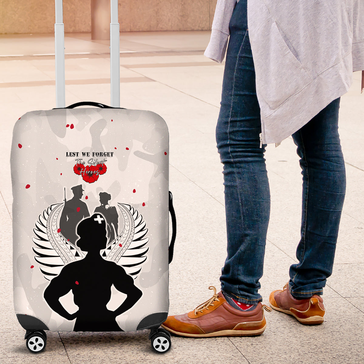 New Zealand ANZAC Day Luggage Cover For The Nurse Lest We Forget LT05 White - Polynesian Pride