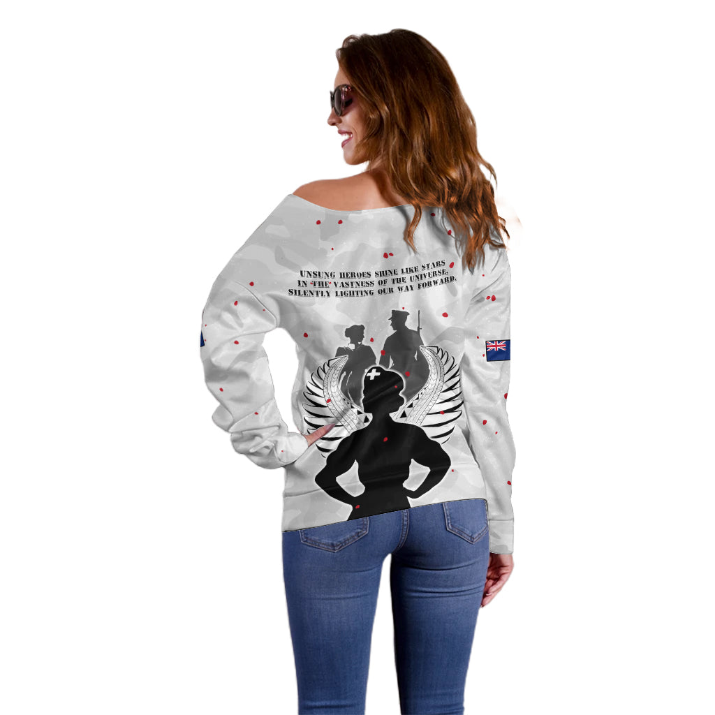 New Zealand ANZAC Day Off Shoulder Sweater For The Nurse Lest We Forget LT05 - Polynesian Pride