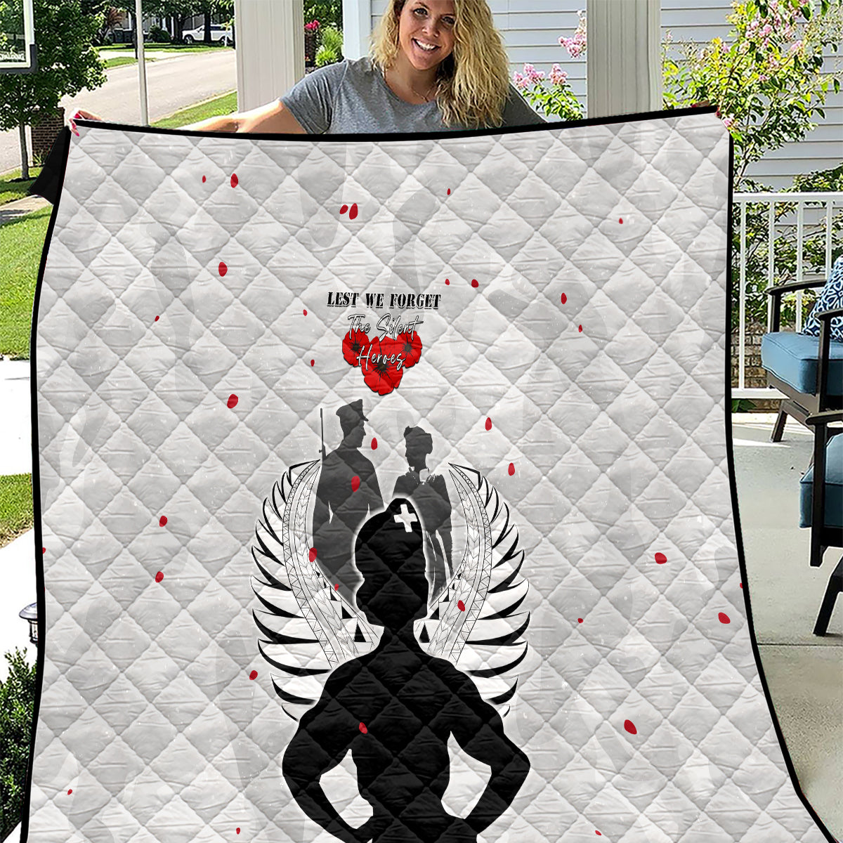 New Zealand ANZAC Day Quilt For The Nurse Lest We Forget LT05 White - Polynesian Pride