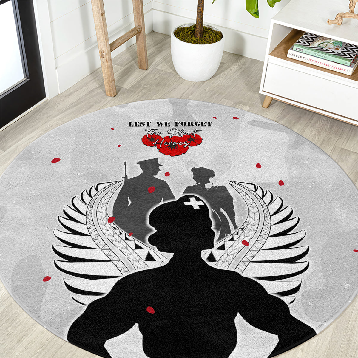 New Zealand ANZAC Day Round Carpet For The Nurse Lest We Forget LT05 White - Polynesian Pride