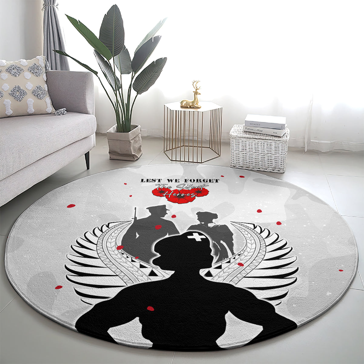 New Zealand ANZAC Day Round Carpet For The Nurse Lest We Forget LT05 - Polynesian Pride