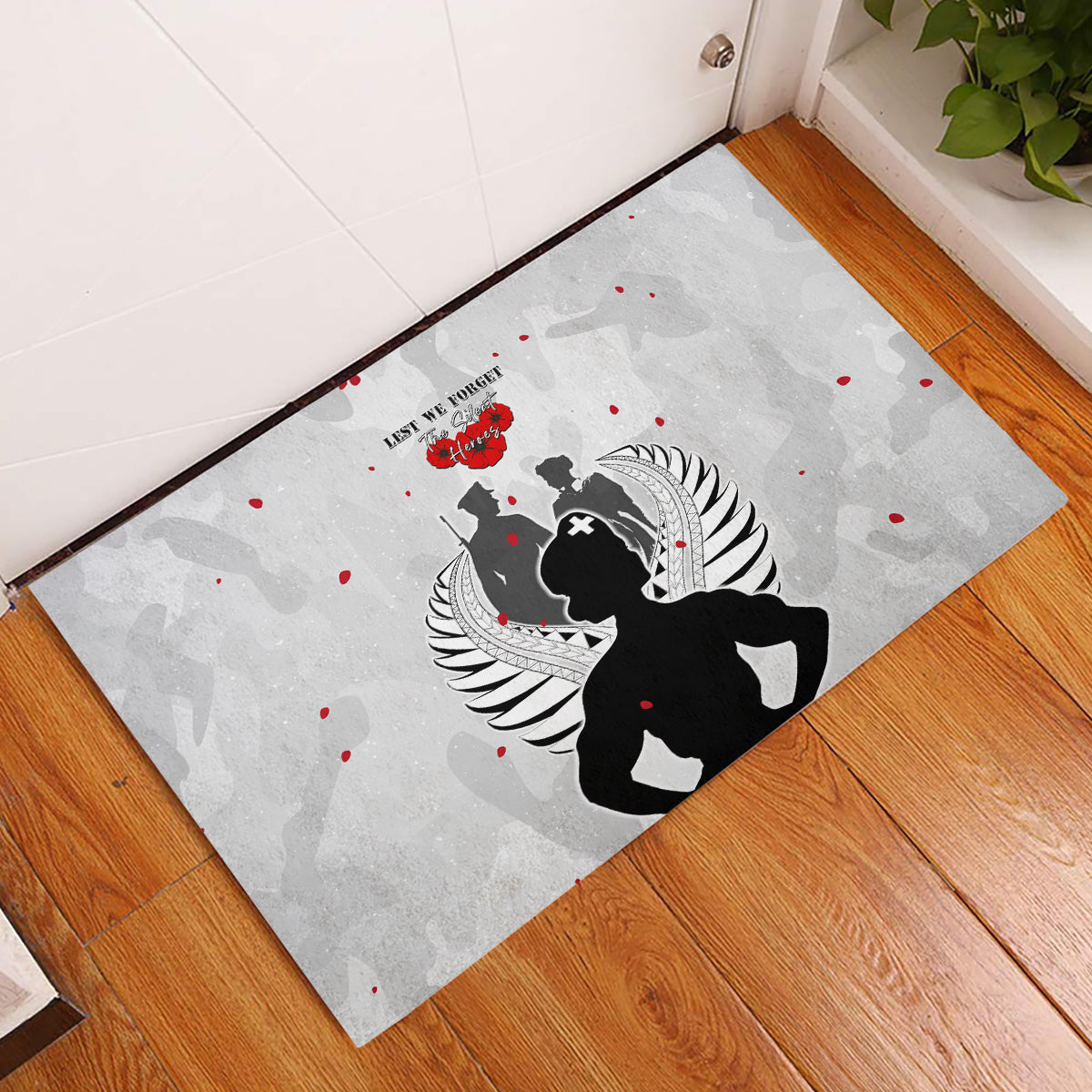 New Zealand ANZAC Day Rubber Doormat For The Nurse Lest We Forget LT05 White - Polynesian Pride