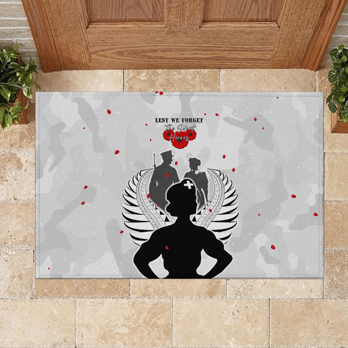 New Zealand ANZAC Day Rubber Doormat For The Nurse Lest We Forget LT05 - Polynesian Pride