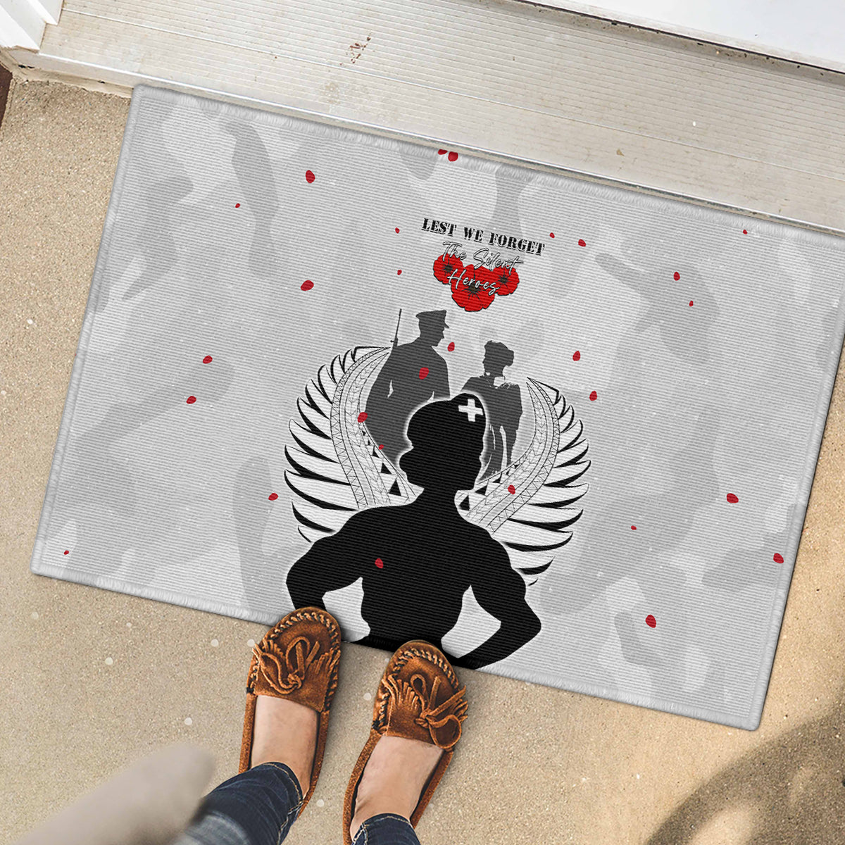 New Zealand ANZAC Day Rubber Doormat For The Nurse Lest We Forget LT05 - Polynesian Pride