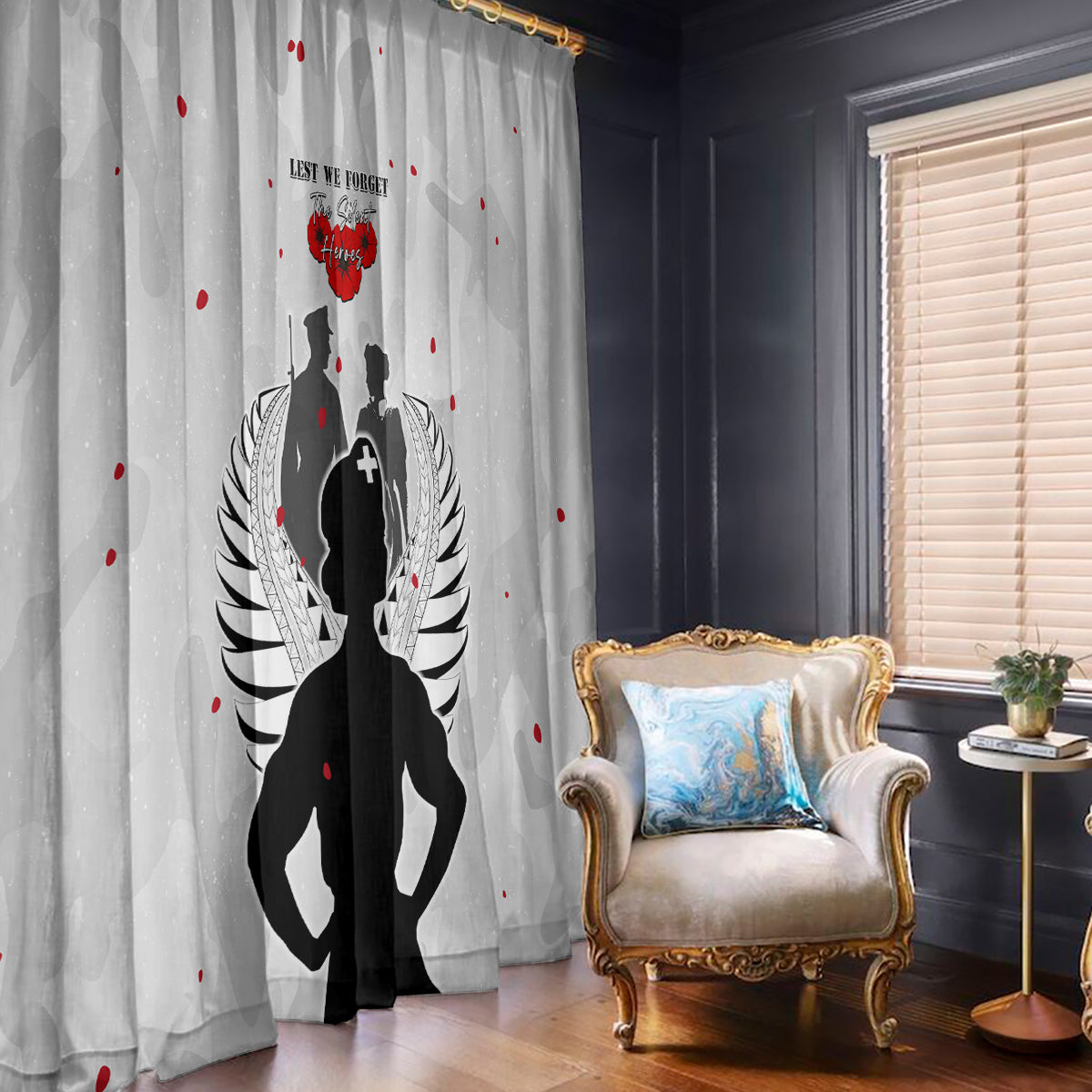 New Zealand ANZAC Day Window Curtain For The Nurse Lest We Forget LT05 - Polynesian Pride