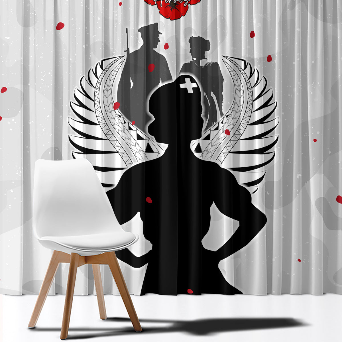 New Zealand ANZAC Day Window Curtain For The Nurse Lest We Forget LT05 - Polynesian Pride