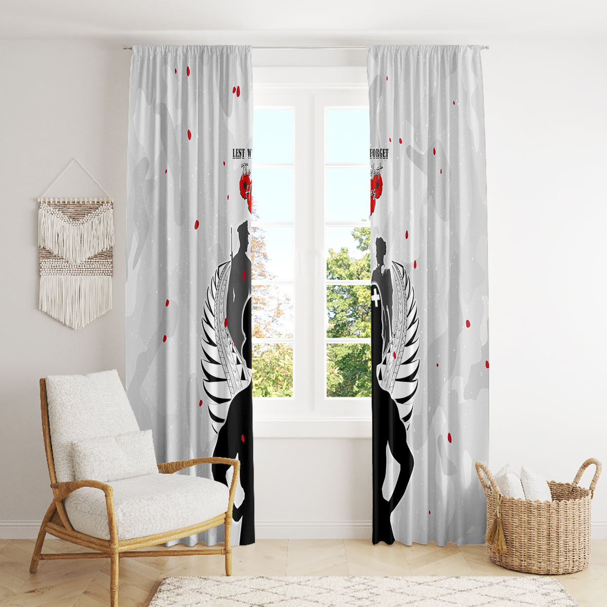 New Zealand ANZAC Day Window Curtain For The Nurse Lest We Forget LT05 - Polynesian Pride