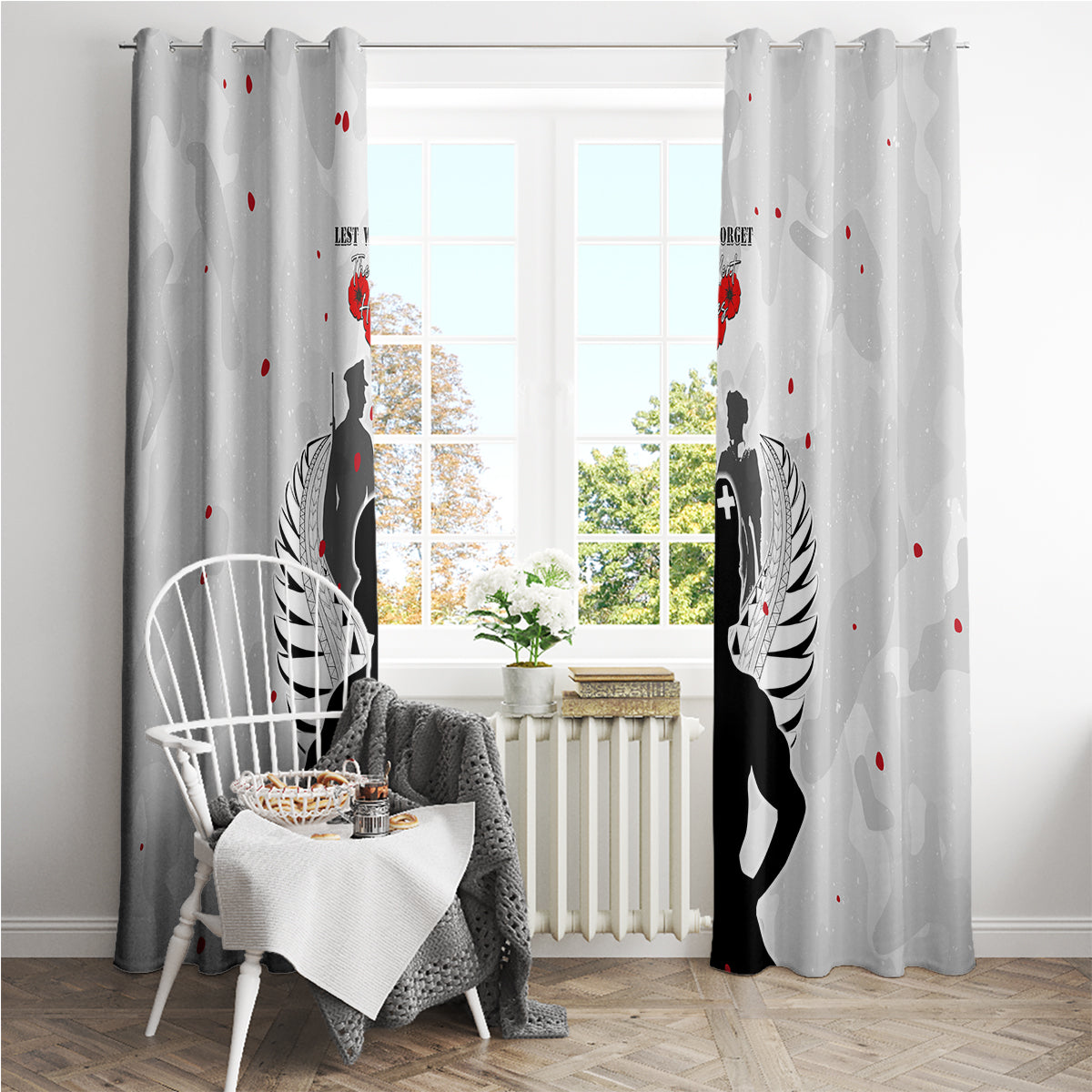 New Zealand ANZAC Day Window Curtain For The Nurse Lest We Forget LT05 - Polynesian Pride