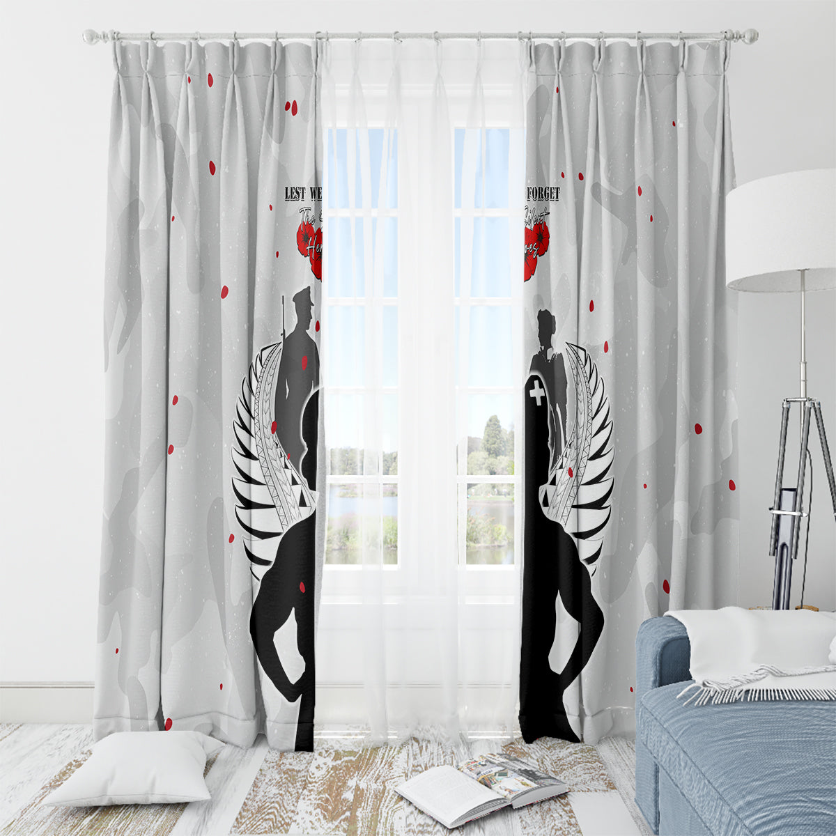 New Zealand ANZAC Day Window Curtain For The Nurse Lest We Forget LT05 - Polynesian Pride