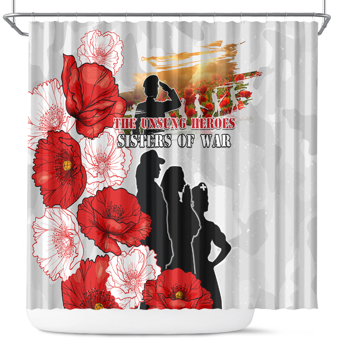 New Zealand ANZAC Day Shower Curtain The Unsung Heroes Sisters of War LT05 White - Polynesian Pride