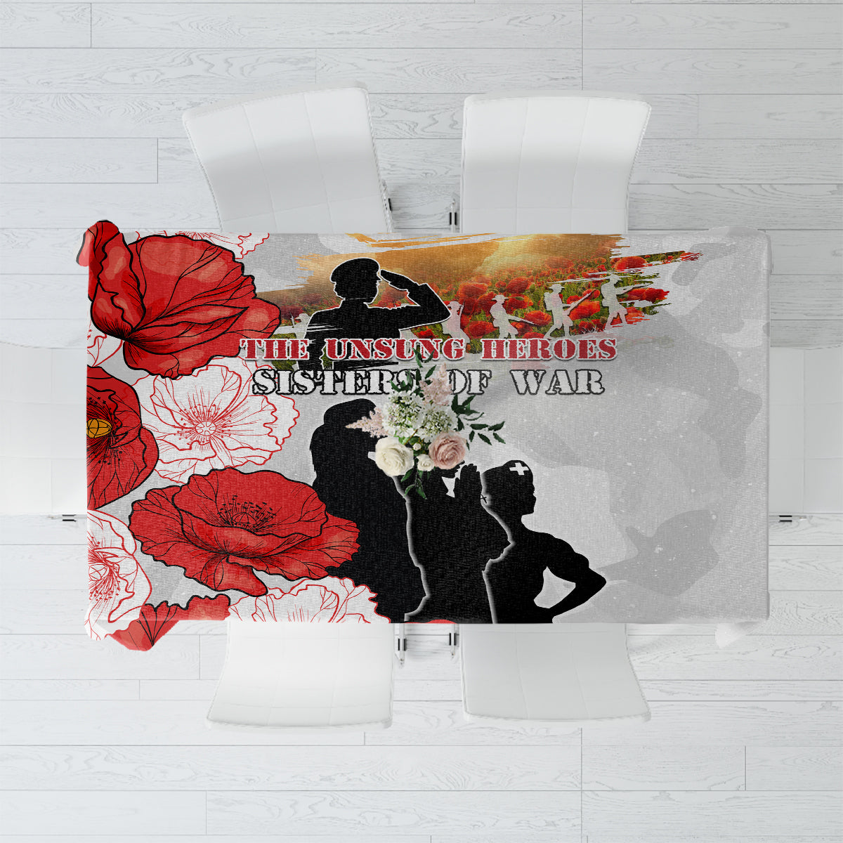 New Zealand ANZAC Day Tablecloth The Unsung Heroes Sisters of War LT05 White - Polynesian Pride