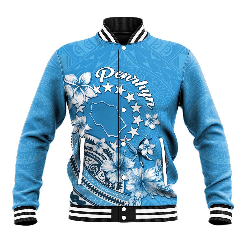 Personalised Penrhyn Gospel Day Baseball Jacket Cook Islands Tribal Pattern LT05 Unisex Blue - Polynesian Pride