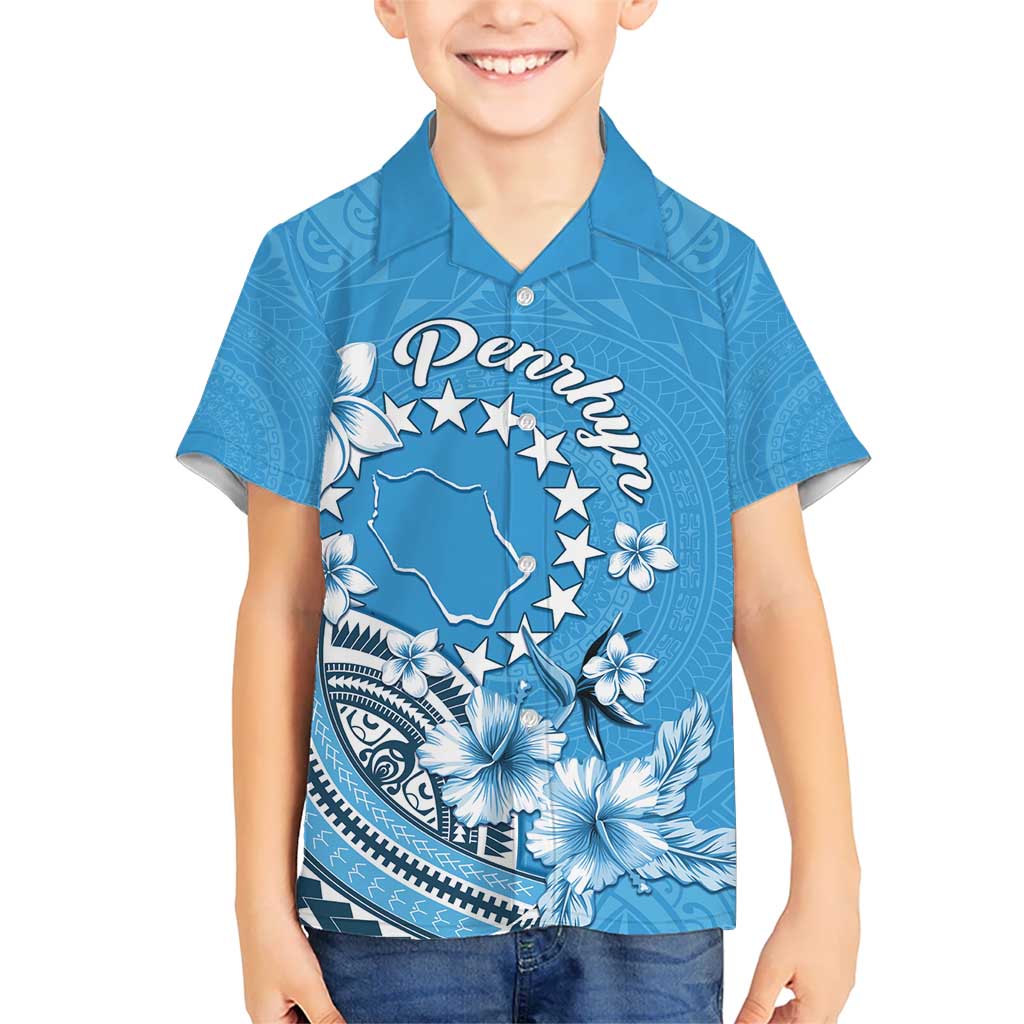 Personalised Penrhyn Gospel Day Kid Hawaiian Shirt Cook Islands Tribal Pattern LT05 Kid Blue - Polynesian Pride