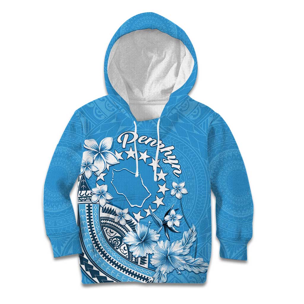 Personalised Penrhyn Gospel Day Kid Hoodie Cook Islands Tribal Pattern LT05 Hoodie Blue - Polynesian Pride