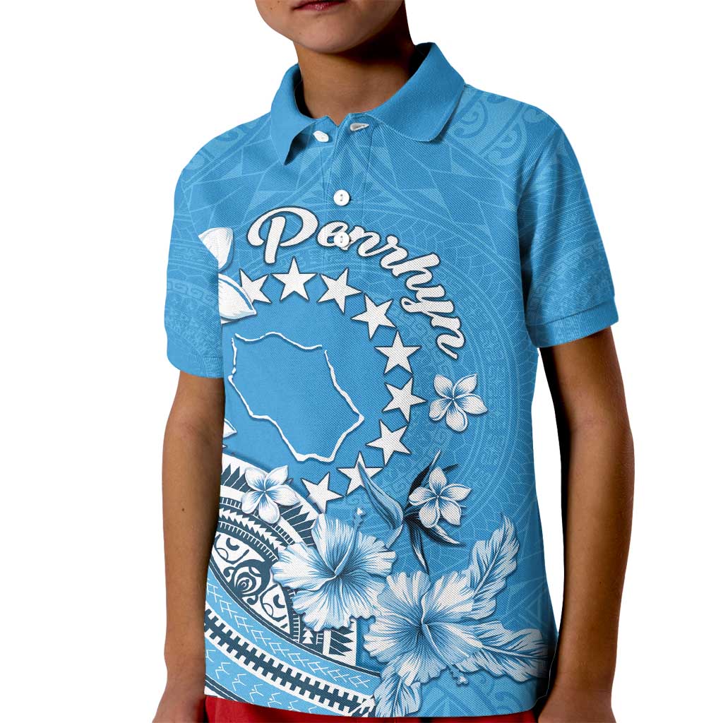 Personalised Penrhyn Gospel Day Kid Polo Shirt Cook Islands Tribal Pattern LT05 Kid Blue - Polynesian Pride