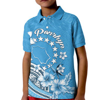Personalised Penrhyn Gospel Day Kid Polo Shirt Cook Islands Tribal Pattern LT05 Kid Blue - Polynesian Pride