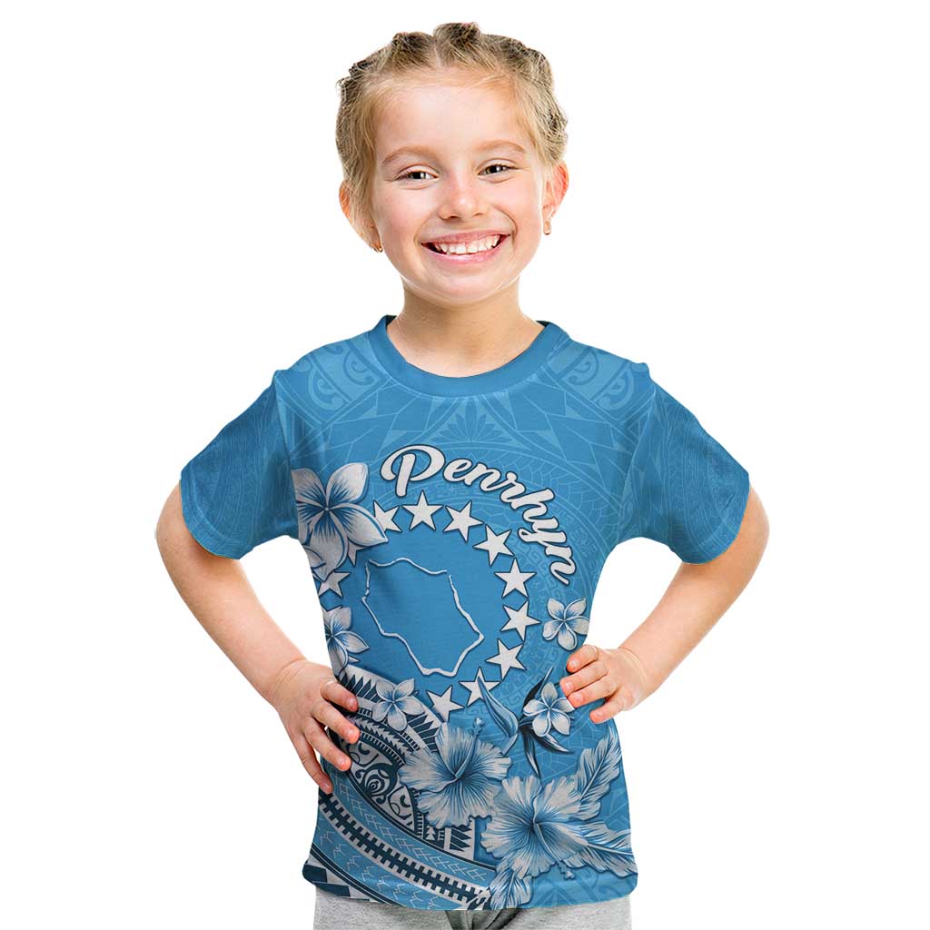 Personalised Penrhyn Gospel Day Kid T Shirt Cook Islands Tribal Pattern LT05 Blue - Polynesian Pride