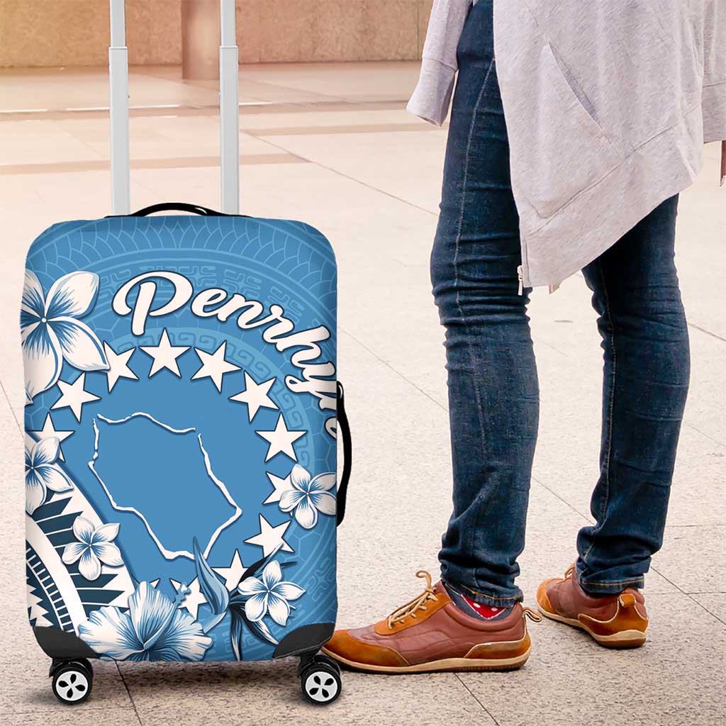 Penrhyn Gospel Day Luggage Cover Cook Islands Tribal Pattern LT05 Blue - Polynesian Pride