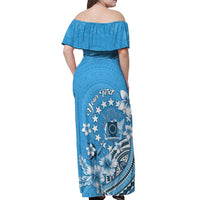 Personalised Penrhyn Gospel Day Off Shoulder Maxi Dress Cook Islands Tribal Pattern LT05 - Polynesian Pride