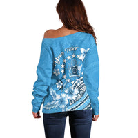 Personalised Penrhyn Gospel Day Off Shoulder Sweater Cook Islands Tribal Pattern LT05 - Polynesian Pride