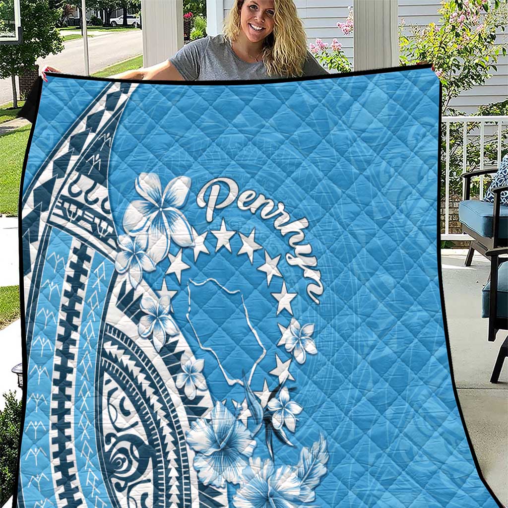 Penrhyn Gospel Day Quilt Cook Islands Tribal Pattern LT05 Blue - Polynesian Pride