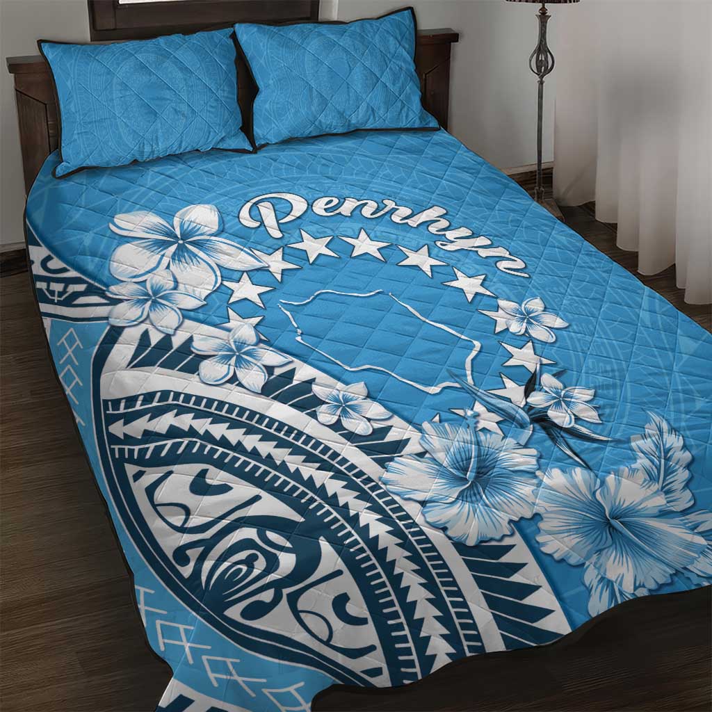 Penrhyn Gospel Day Quilt Bed Set Cook Islands Tribal Pattern LT05 Blue - Polynesian Pride