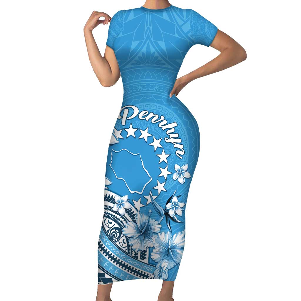 Personalised Penrhyn Gospel Day Short Sleeve Bodycon Dress Cook Islands Tribal Pattern