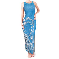 Personalised Penrhyn Gospel Day Tank Maxi Dress Cook Islands Tribal Pattern LT05 Women Blue - Polynesian Pride