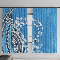 Penrhyn Gospel Day Window Curtain Cook Islands Tribal Pattern LT05 With Hooks Blue - Polynesian Pride