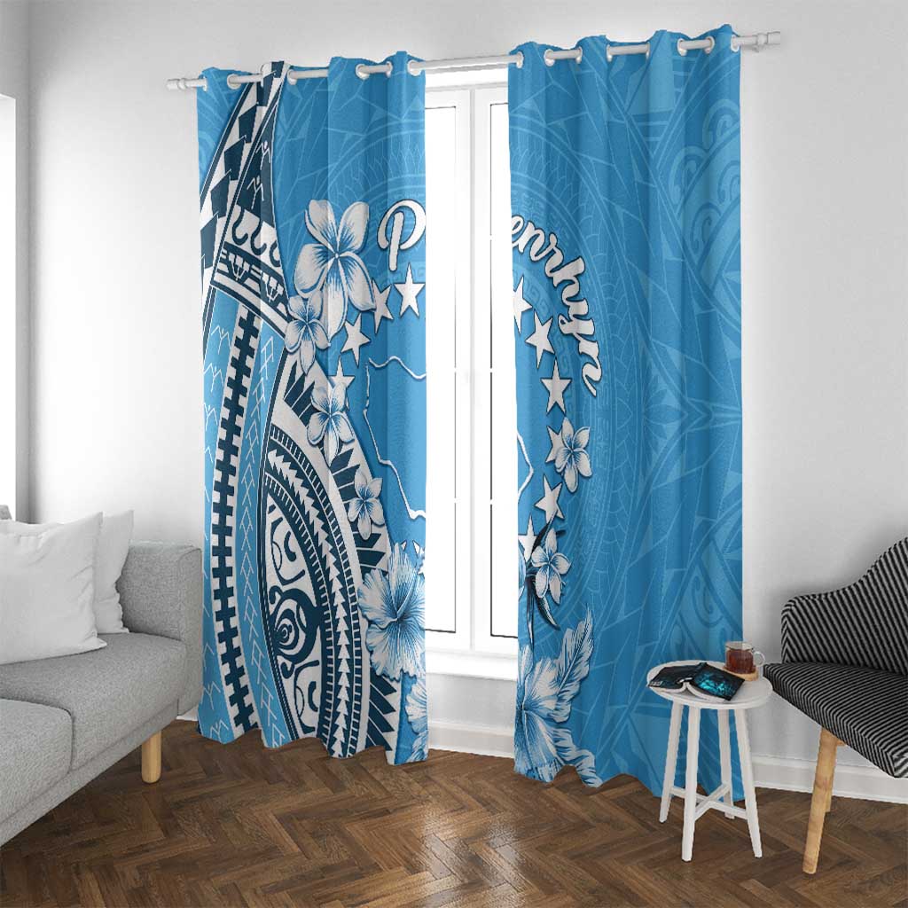 Penrhyn Gospel Day Window Curtain Cook Islands Tribal Pattern LT05 With Grommets Blue - Polynesian Pride