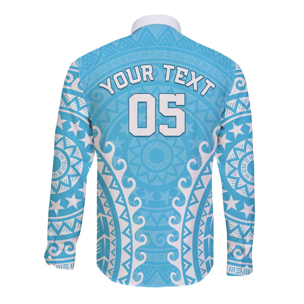 Custom Cook Islands Mauke Long Sleeve Button Shirt Polynesian Tribal Tattoo LT05 - Polynesian Pride
