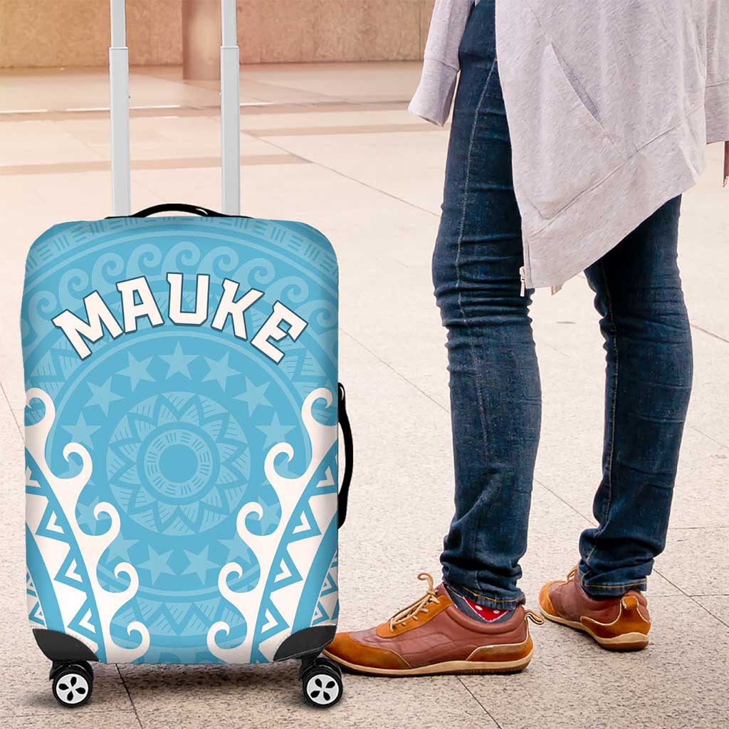 Cook Islands Mauke Luggage Cover Polynesian Tribal Tattoo LT05 Baby Blue - Polynesian Pride