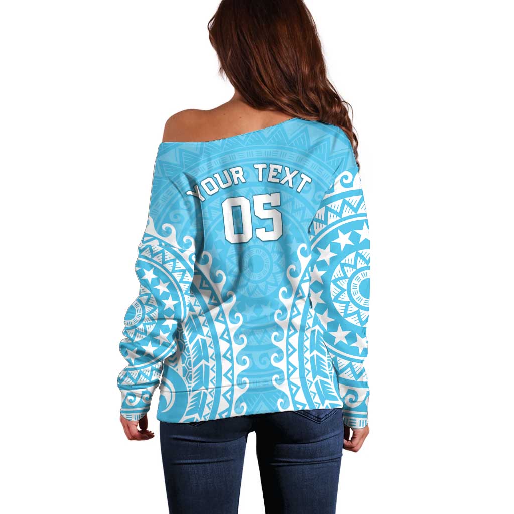 Custom Cook Islands Mauke Off Shoulder Sweater Polynesian Tribal Tattoo LT05 - Polynesian Pride