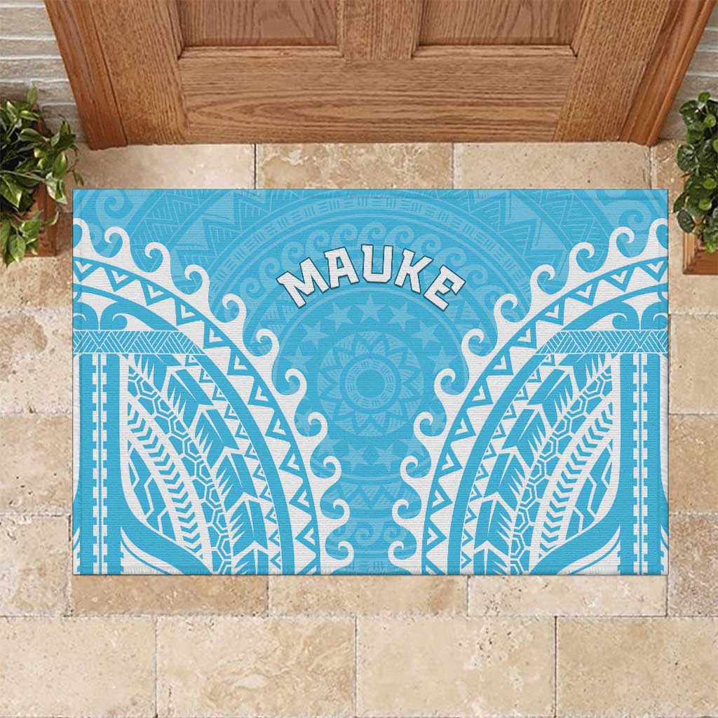 Cook Islands Mauke Rubber Doormat Polynesian Tribal Tattoo LT05 Baby Blue - Polynesian Pride
