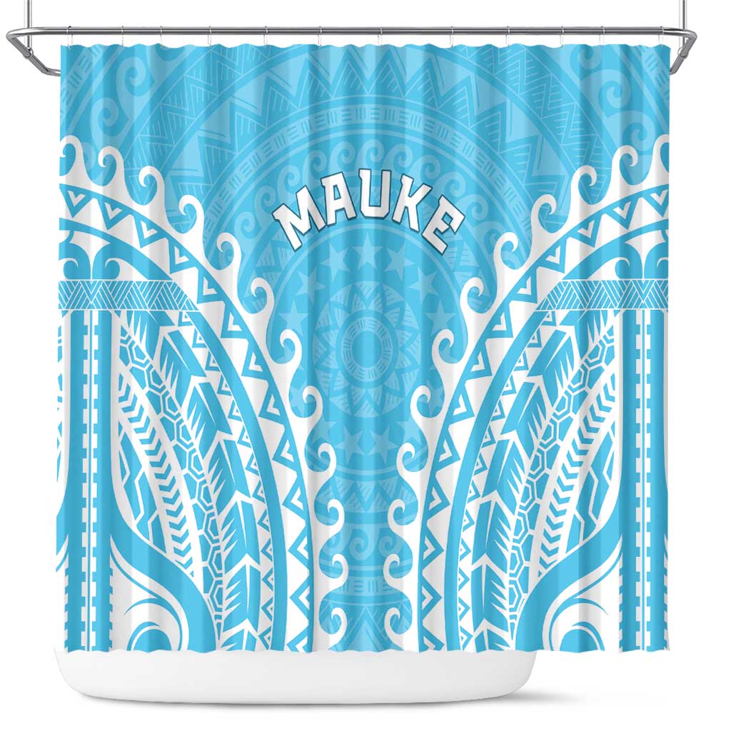 Cook Islands Mauke Shower Curtain Polynesian Tribal Tattoo LT05 Baby Blue - Polynesian Pride