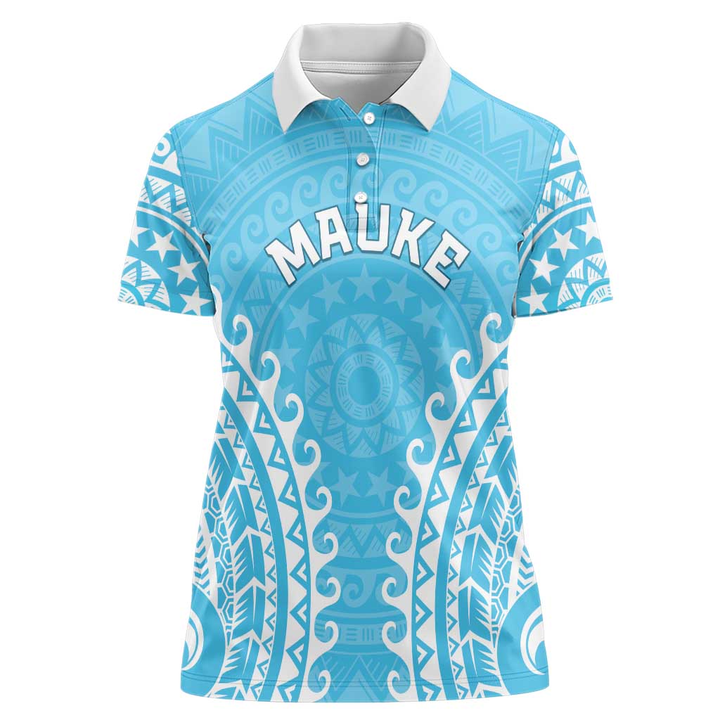 Custom Cook Islands Mauke Women Polo Shirt Polynesian Tribal Tattoo