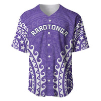 Custom Cook Islands Rarotonga Baseball Jersey Polynesian Tribal Tattoo LT05 Purple - Polynesian Pride