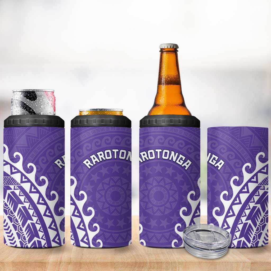 Cook Islands Rarotonga 4 in 1 Can Cooler Tumbler Polynesian Tribal Tattoo LT05 - Polynesian Pride