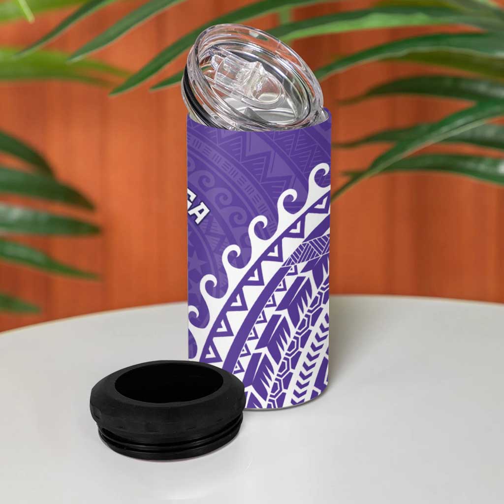 Cook Islands Rarotonga 4 in 1 Can Cooler Tumbler Polynesian Tribal Tattoo LT05 - Polynesian Pride